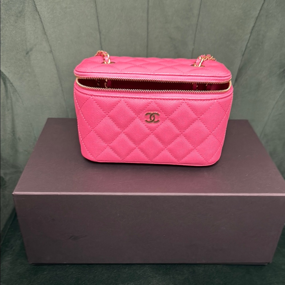 Chanel Caviar Pink Small Quilted Chain Bag